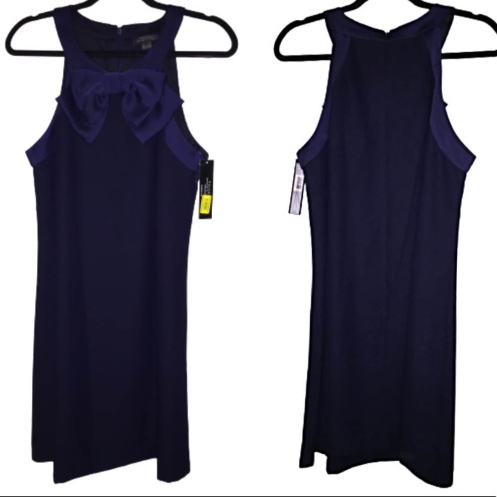 NWT TAHARI Navy Dress with Bow